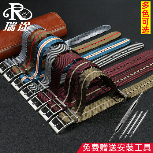 适配帝陀a碧湾1958型织纹表带防水透气青铜型帆布尼龙表带22mm