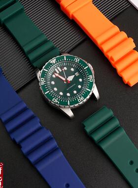 适配原厂硅胶手表带硅胶男 西劳力士/铁城绿水鬼AW1598 AUI7009 B