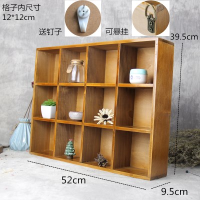 zakka多功能复古木质格子化妆品桌面收纳格办公室收纳柜壁挂装饰|msdalam kategori Aksesori rumah, mural - dari Buy2taobao.com untuk memberikan perkhidmatan ejen Taobao profesional membeli