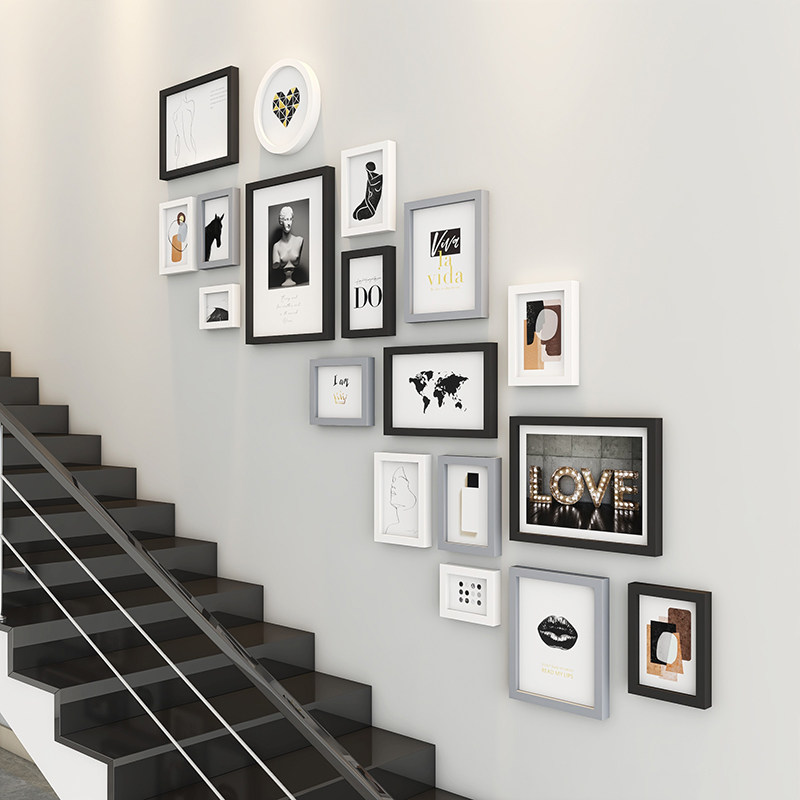 楼梯过道照片墙装饰走廊墙上相册墙组合创意个性相框挂墙贴免打孔