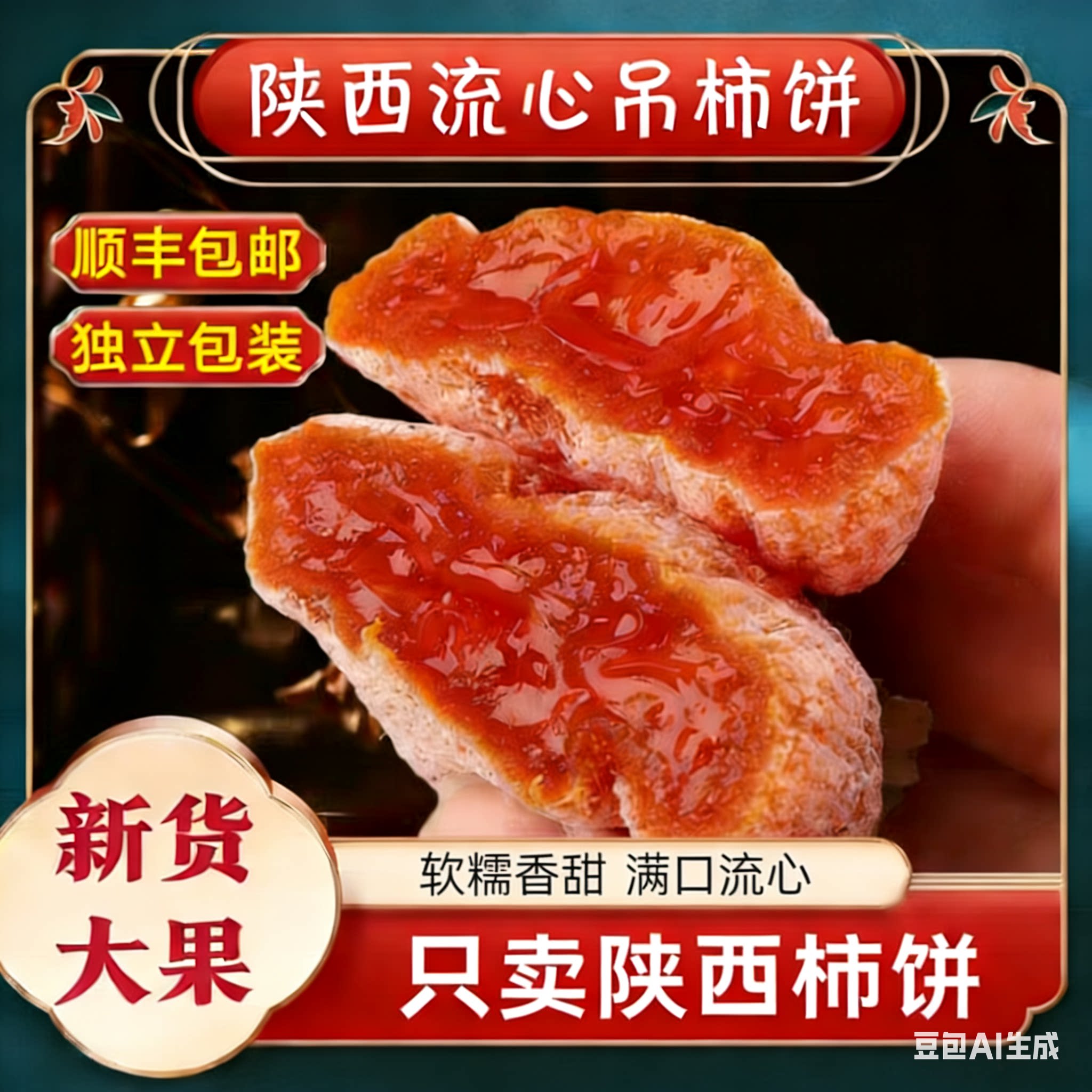 陕西原产柿子饼农家自制精选霜降流心吊柿饼头茬新货大果独立包装