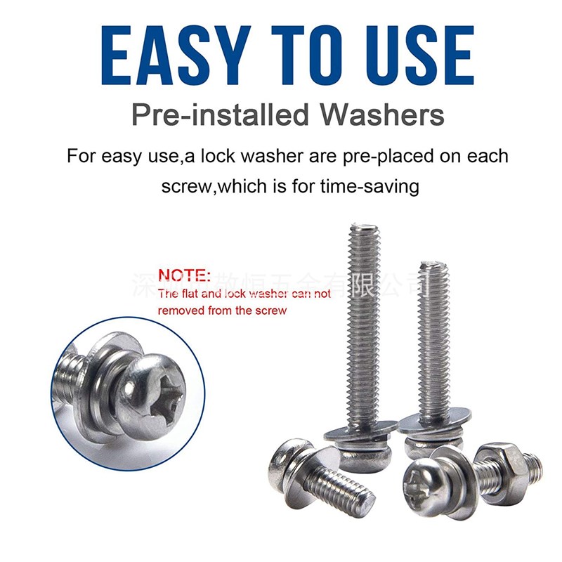 320pcs M2 M3 M4 不锈D钢304十字盘头圆头三组合螺丝盒装