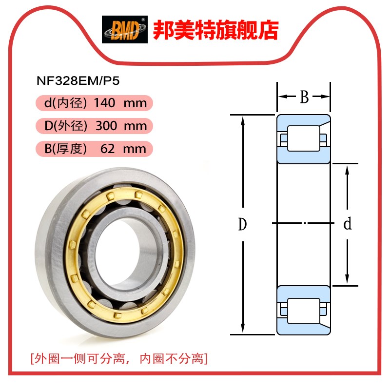 BMD进口圆柱滚子轴承NF320/322/324/326/328/330/332/334/336M/P5