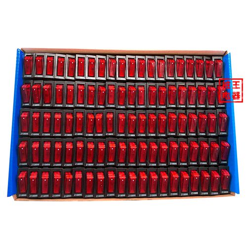 【100个】夏良牌2100W黑色银点开关3脚带灯2档电锅船型按钮开关
