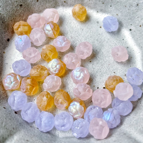 进口捷克珠7mm三色玫瑰花珠手工串珠diy材料配件散珠饰品