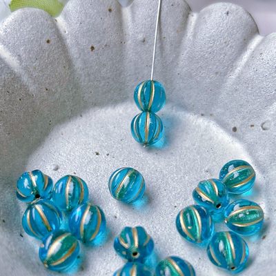 进口捷克珠8mm透蓝色南瓜珠手工串珠diy材料配件散珠饰品