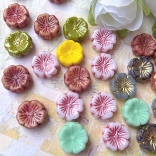 进口捷克珠14mm多色夏威夷花手作diy串珠饰品配件材料散珠