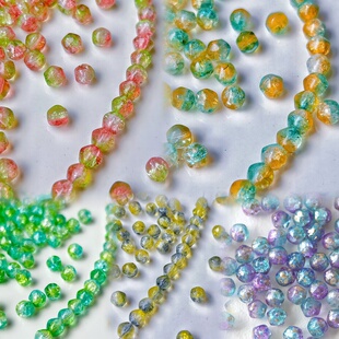 10颗装 进口捷克珠6mm透色爆裂纹英切珠手作diy串珠饰品配件散珠