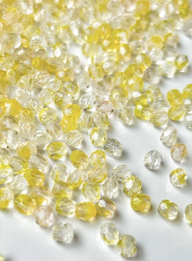 10颗装 进口捷克珠4mm半透黄火磨珠手作diy串珠饰品配件材料散珠