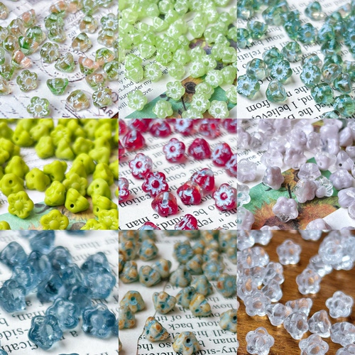 进口捷克珠约7mm多彩色超百搭纽扣花玻璃珠 Diy手工手作饰品材料