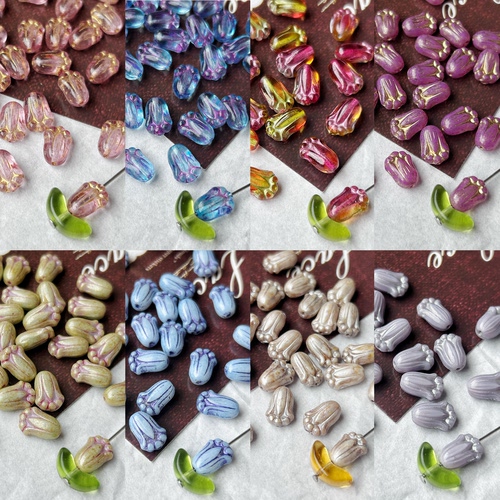 进口捷克珠12*8mm郁金香花珠手工串珠手链项链耳环材料配件散珠