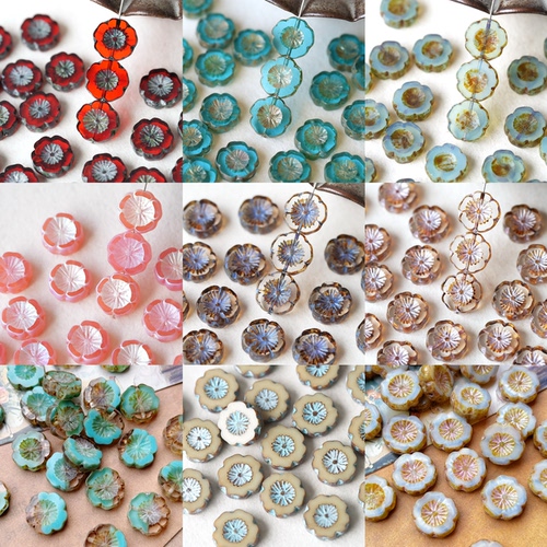 进口捷克珠14mm复古切面夏威夷花珠手作diy串珠饰品配件材料散珠