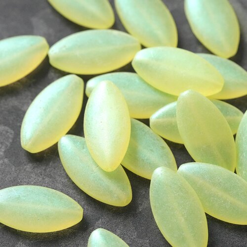 进口捷克珠12*25mm磨砂黄绿色梭子珠手工串珠diy材料配件散珠饰品