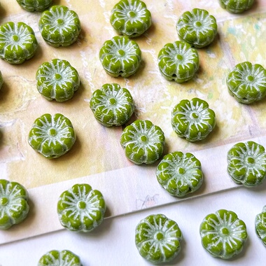 进口捷克珠8mm绿色系夏威夷压花手作串珠玻璃珠材料配件