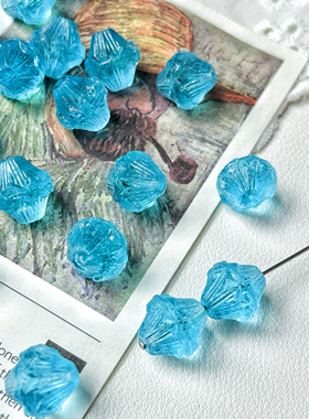 进口捷克珠14mm透蓝色中央陀螺珠diy饰品手链项链配件材料散珠