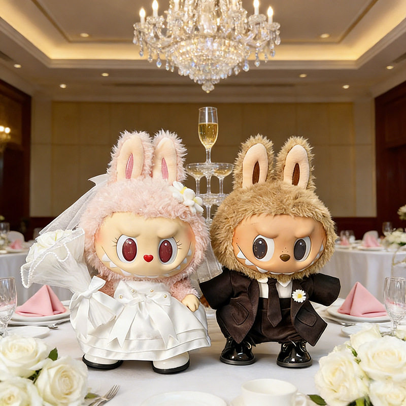 38cm拉布布公仔衣服Labubu婚纱西装礼服情侣套装可爱着替娃衣换装,模玩/动漫/周边/娃圈三坑/桌游,棉花娃娃/毛绒玩具娃衣,淘宝优惠券,粉丝福利购,淘宝优惠卷