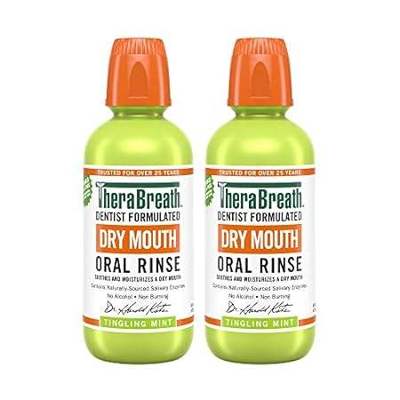 TheraBreath Dry Mouth Oral Rinse， Tingling Mint， Dentist