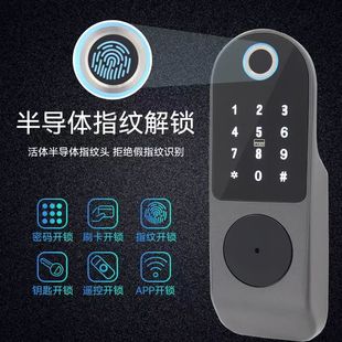 锁铁门老 日本品质指纹锁家用出租房通通电子智能门锁户外大门密码