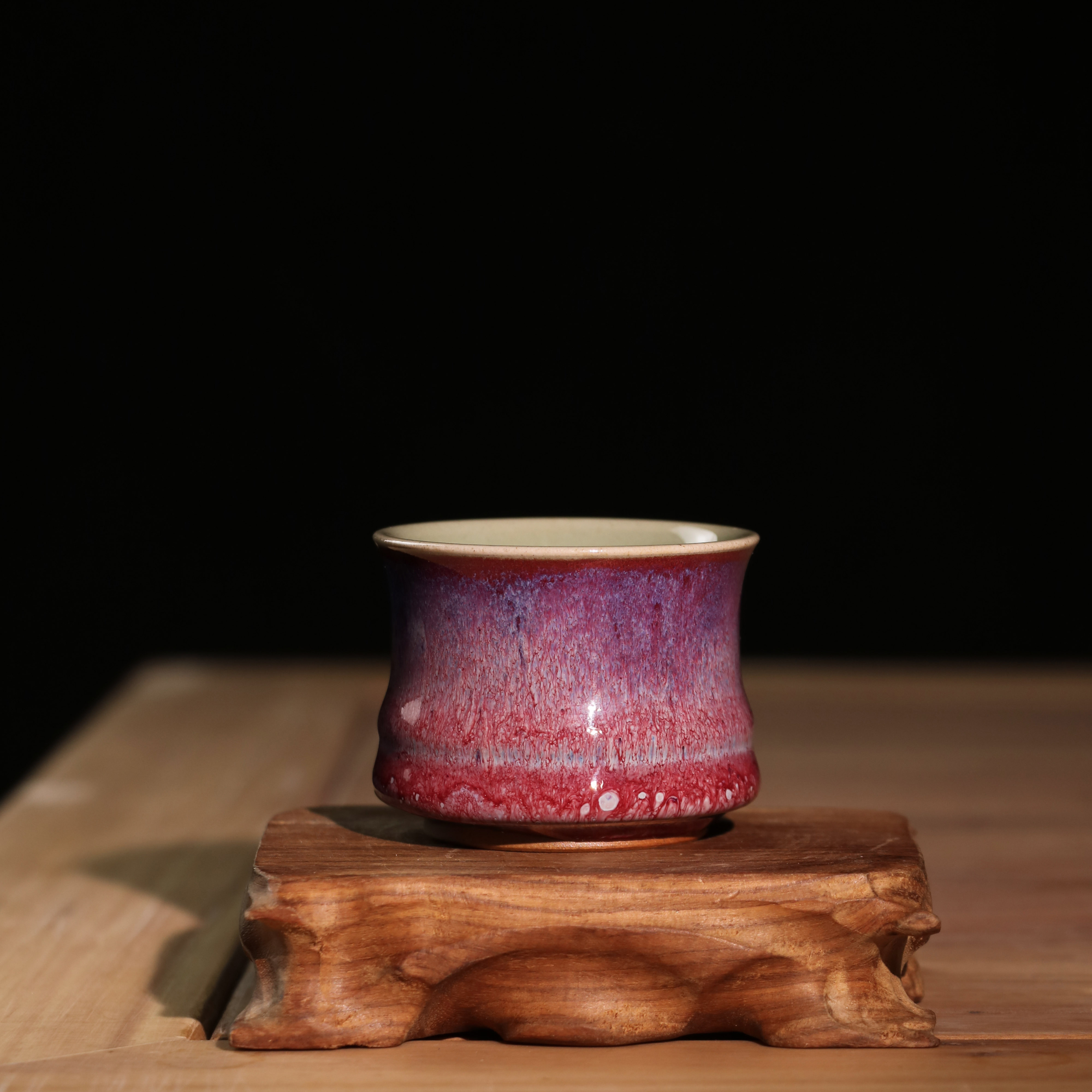 钧窑竹节杯手工窑变主人杯