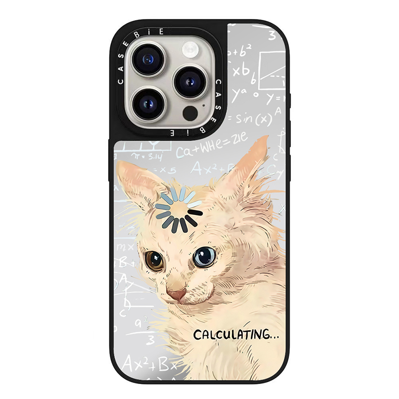 CASE联名艺术家思考猫咪计算中苹果16pro适用于iPhone15promax手机壳14plus卡通可爱13磁吸防摔12保护套潮牌
