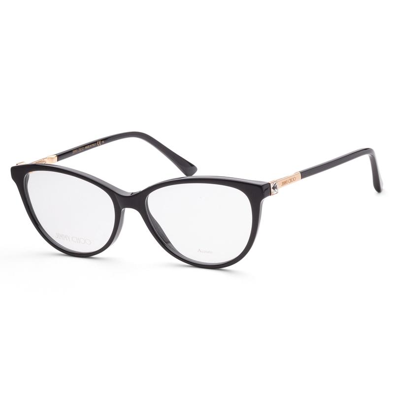 Jimmy Choo女士眼镜框猫眼形黑色塑料54mm镜片日常佩戴通勤