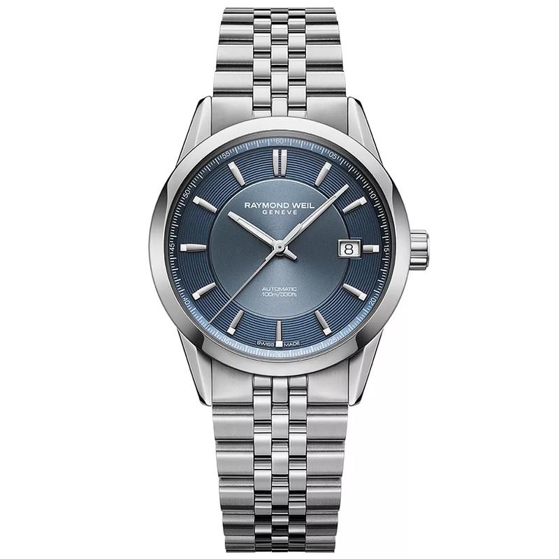 Raymond weil/雷蒙威男士自动机械蓝盘精钢腕表mm防水米夜光指针
