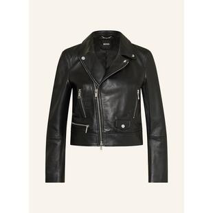 机车 Boss女士夹克防风耐磨皮质黑色日常街头皮衣爆款 代购 Hugo