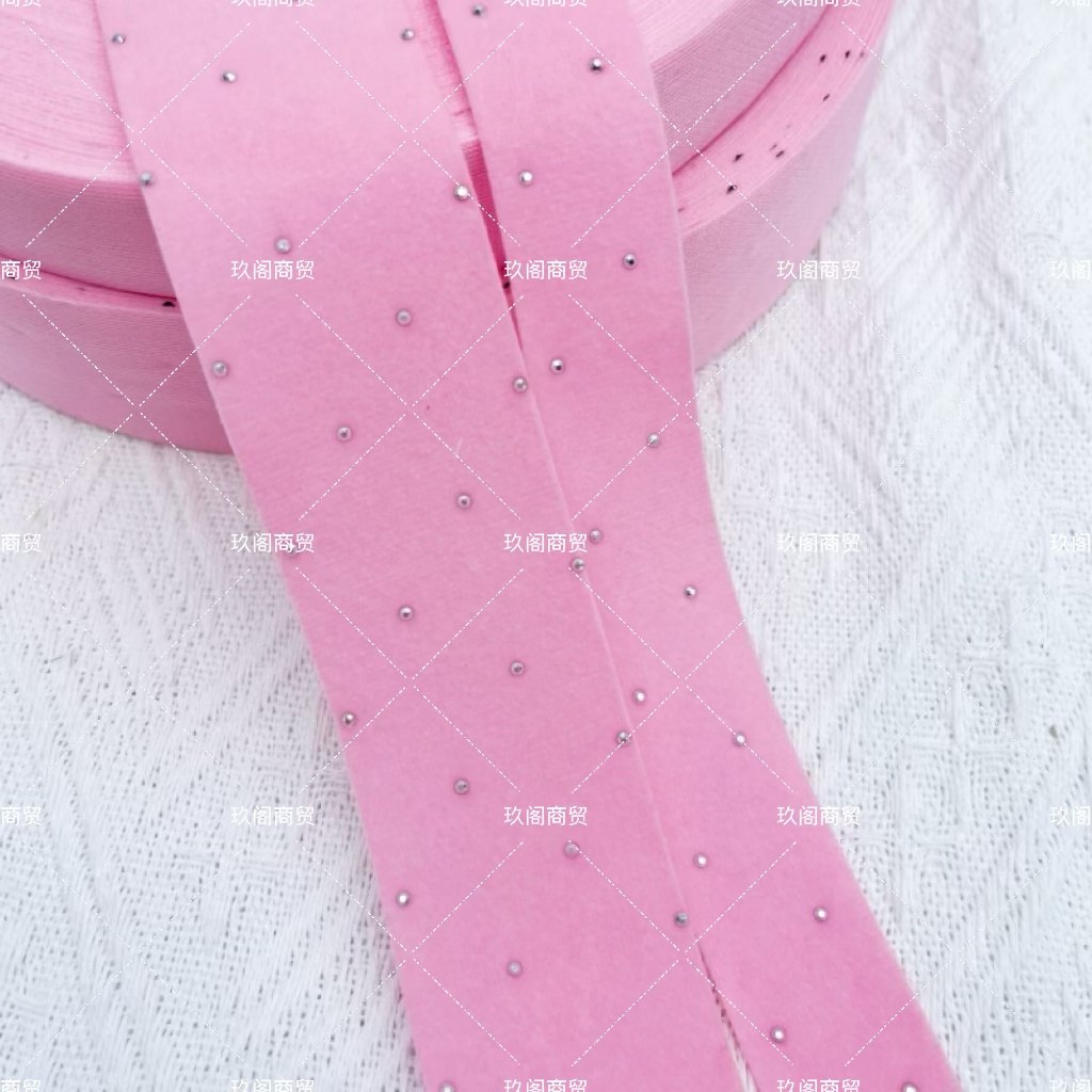 玖阁家新品粉色烫钻2.5/4厘米绒布发饰头饰蝴蝶结配件材料,居家布艺,丝带/绸带/布带,淘宝优惠券,粉丝福利购,淘宝优惠卷