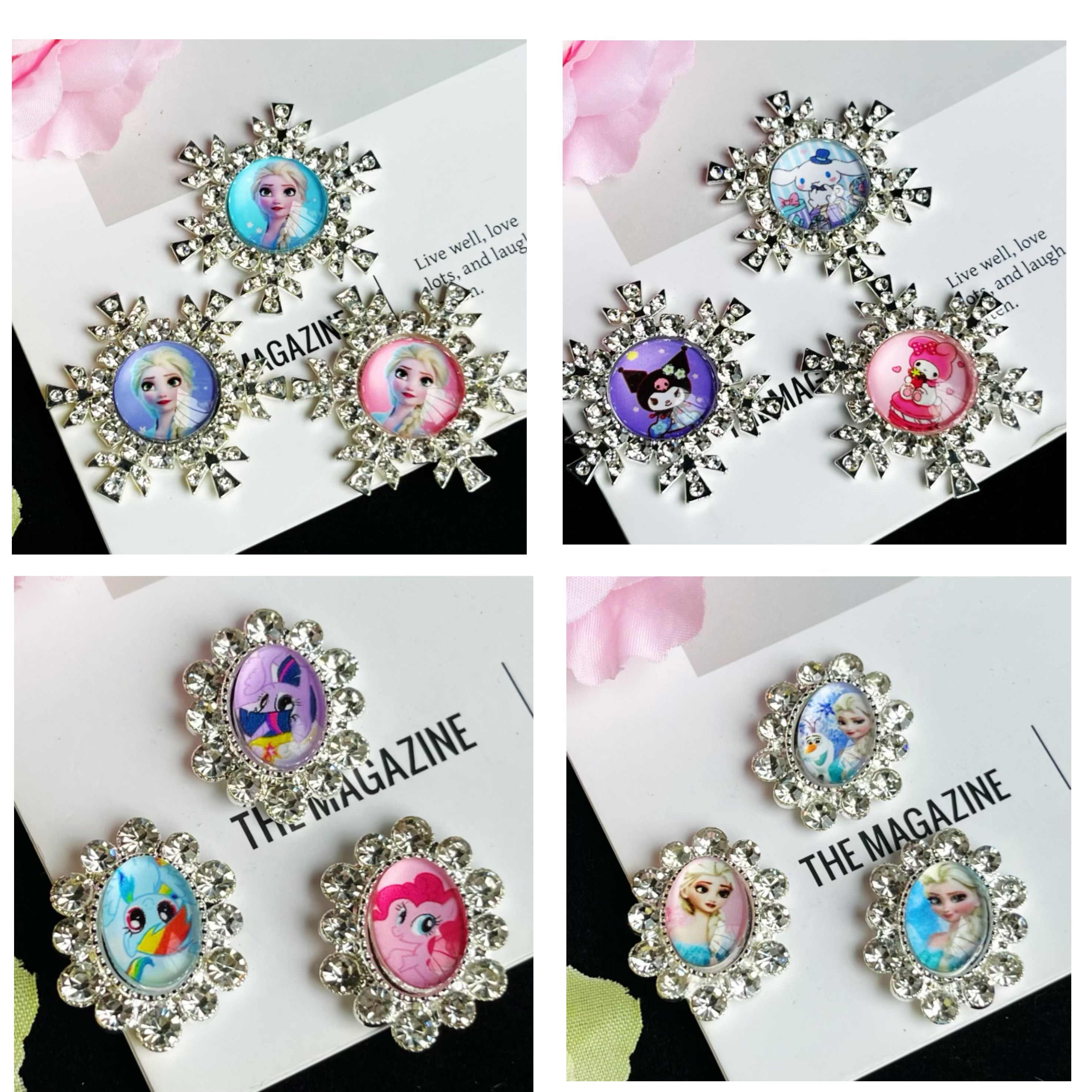 玖阁家雪花爱莎酷洛米小马宝莉冰雪奇缘公主合金diy发夹发饰配件