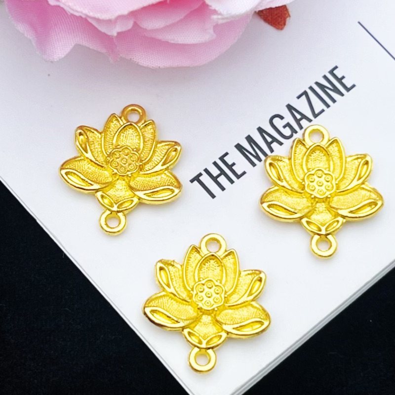 玖阁家合金立体莲花吊坠莲蓬花苞双吊手工diy饰品配件