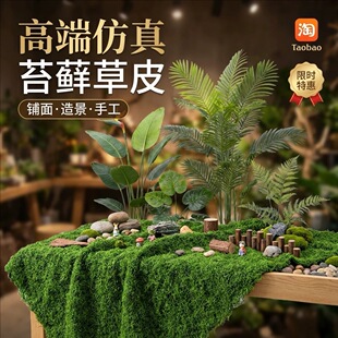 仿真苔藓丝草皮微景观假山造景装 饰绿植人造仿生草坪苔藓地毯景观