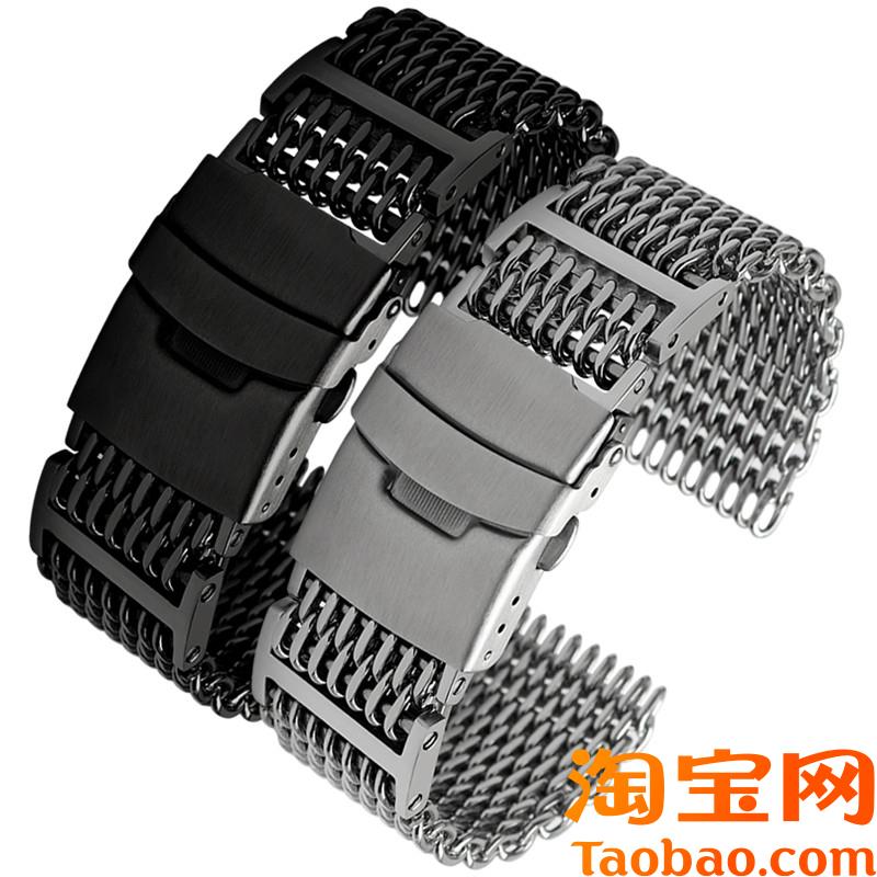 原装适用酷鲨网钢带精工5号/水鬼/山罐头/鲍鱼表带米兰表带男22mm