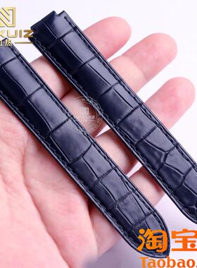 原装适用卡地亚蓝气球WSBB0038/42鳄鱼皮深蓝色手表带折叠扣12mm