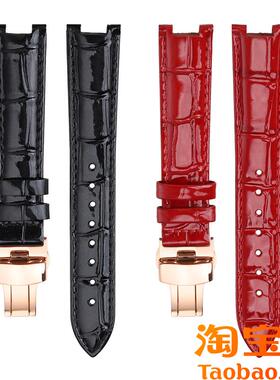 原装适用宝舵手表88105L皮带BOWDOR女表88103亮光真皮红色手表带