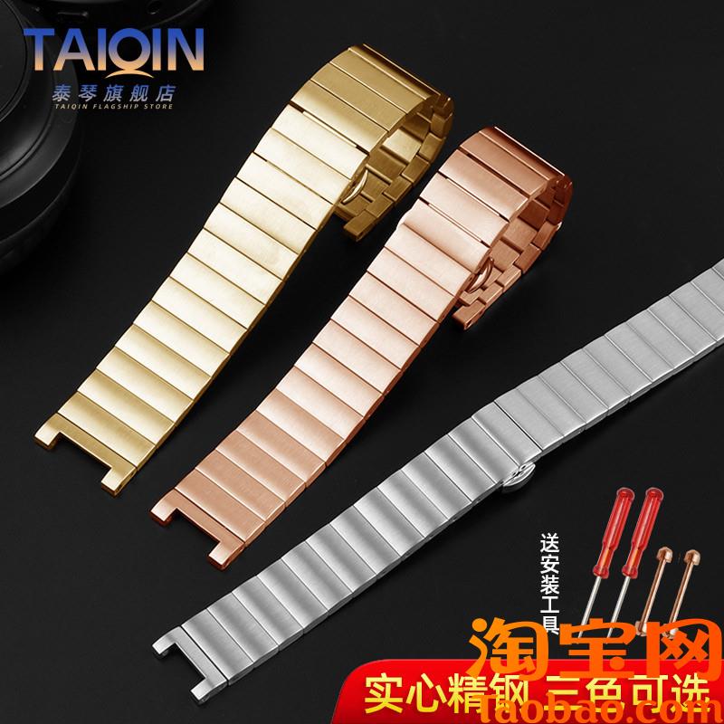 原装适用古驰表带YA133213331335系列古奇男女凹口精钢手表带钢带
