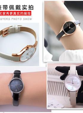 原装适用CK女士真皮手表带K43231/43232/43235/43236亮光小尺寸表