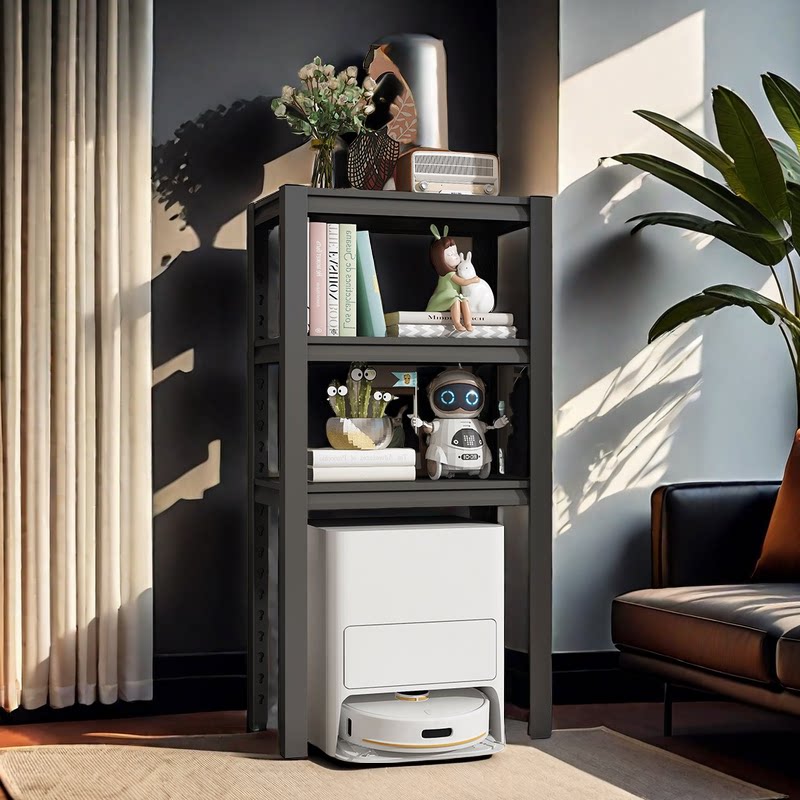 扫地机器人置物架下空式阳台家用铁艺储物黑色多层上方落地收纳架