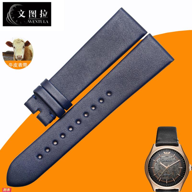 适用原装真皮表带代用阿玛尼(ARMANI)AR60004男表手表带表带22MM