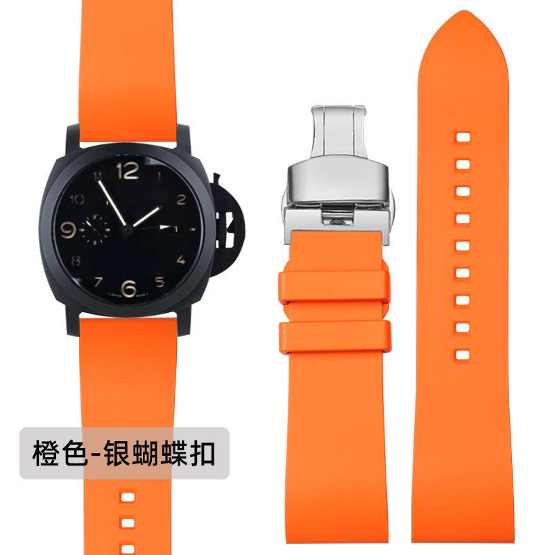 适用原厂沛纳海手表带氟橡胶男PAM441/359/312/111防水硅胶带2224