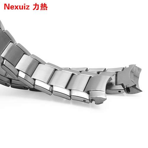 适用原厂实心弧口钢表带阿玛尼AR2448AR2434精钢表链蝴蝶扣22mm男