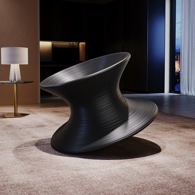 意式极简休闲椅创意陀螺不倒翁设计师款客厅家具户外单人休闲转椅