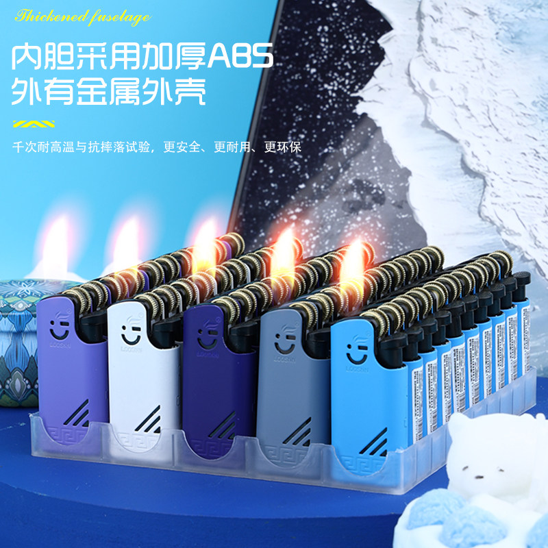 个性拇指迷你莫兰迪金属套砂轮打火机批发零售家用耐用创意打火机