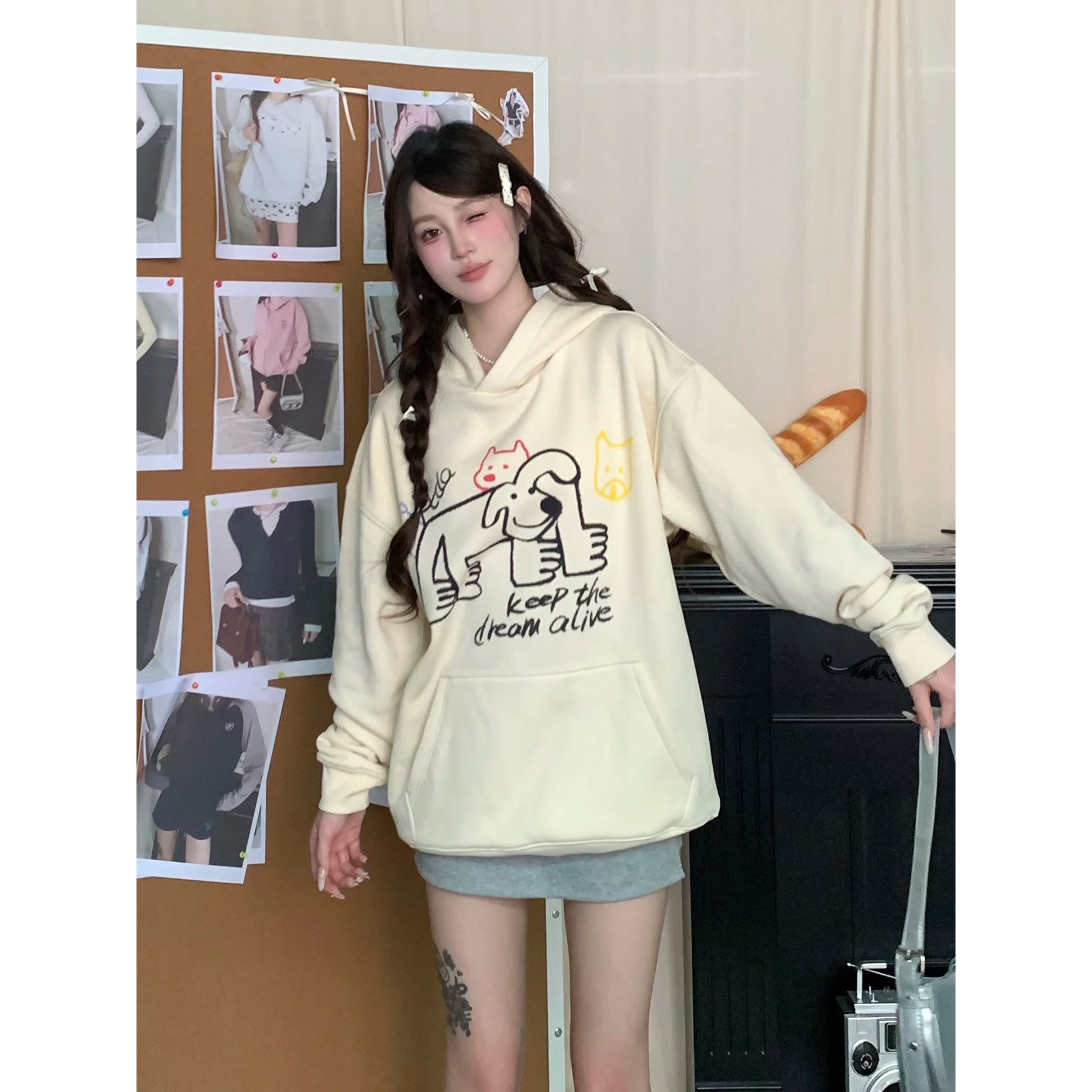 KTDA连帽卫衣小狗情侣男女卫衣