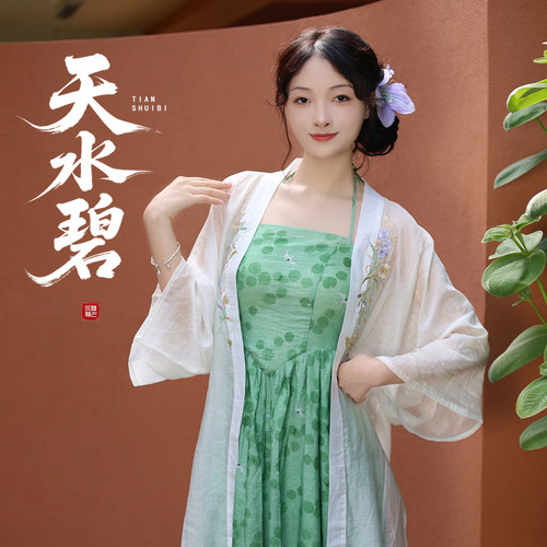 听月小筑【天水碧】原创女春夏宋制褙子连衣裙国风新中式非汉服