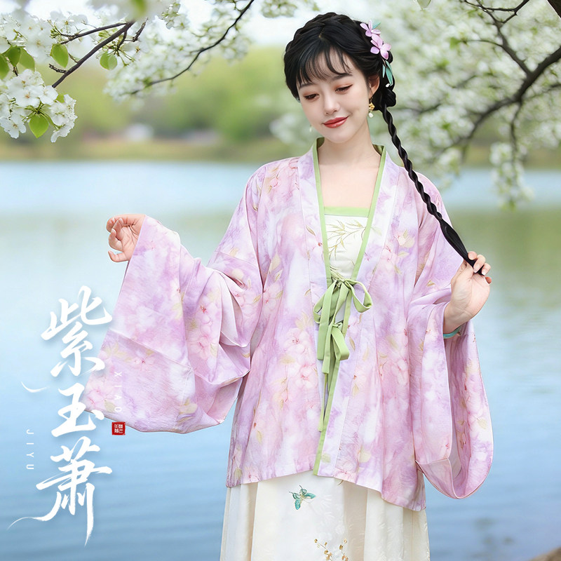 听月小筑【紫玉箫】原创女春秋魏晋北朝褶衣新中式国风连衣裙