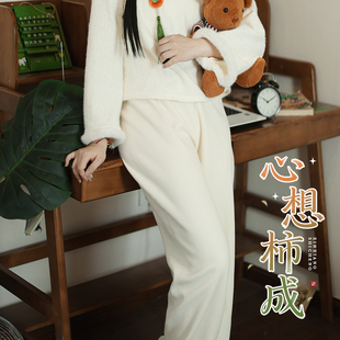 听月小筑【心想柿成】原创女秋冬加绒立领斜襟上衣刺绣新中式外套