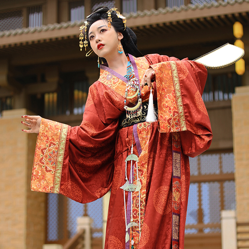 听月小筑【忆秦娥】原创女春秋战国袍斗篷拖尾国风非古装改良汉服