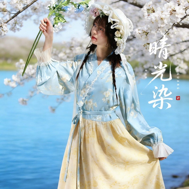 听月小筑【晴光染】原创女春夏长裙国风新中式贴里连衣裙改良汉服