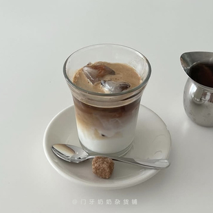ins网红扩口玻璃杯dirty杯冰美式拿铁咖啡杯澳白咖啡杯耐高温