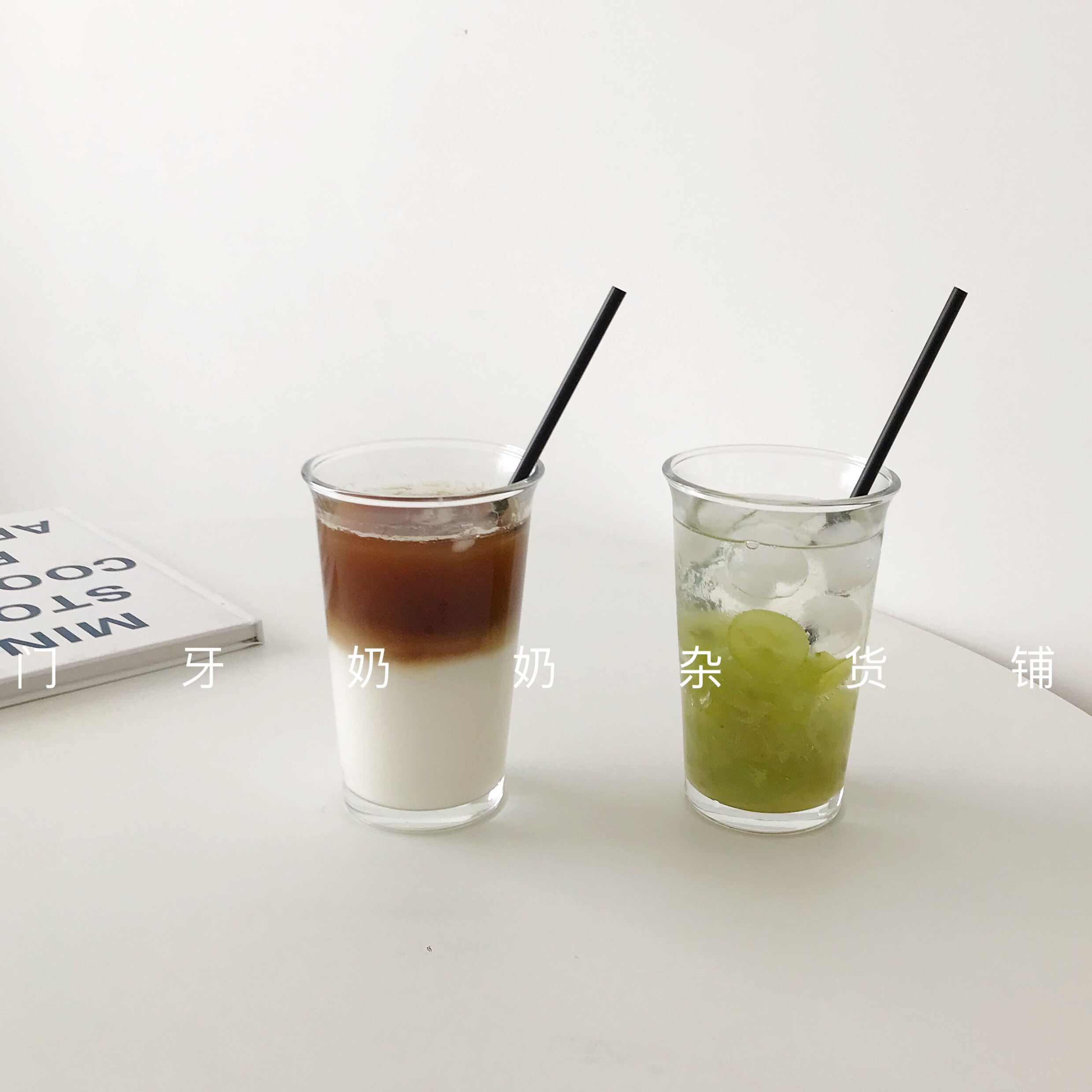 门牙奶奶 韩国ins咖啡店同款透明玻璃杯咖啡冷饮杯简约水杯